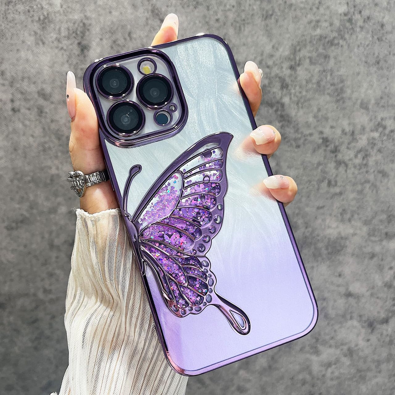 iPhone用ケース 青い蝶と黒い蝶 Amazon.co.jp: KoduneesanX iPhone16 Pro ケース かわいい 3D 蝶